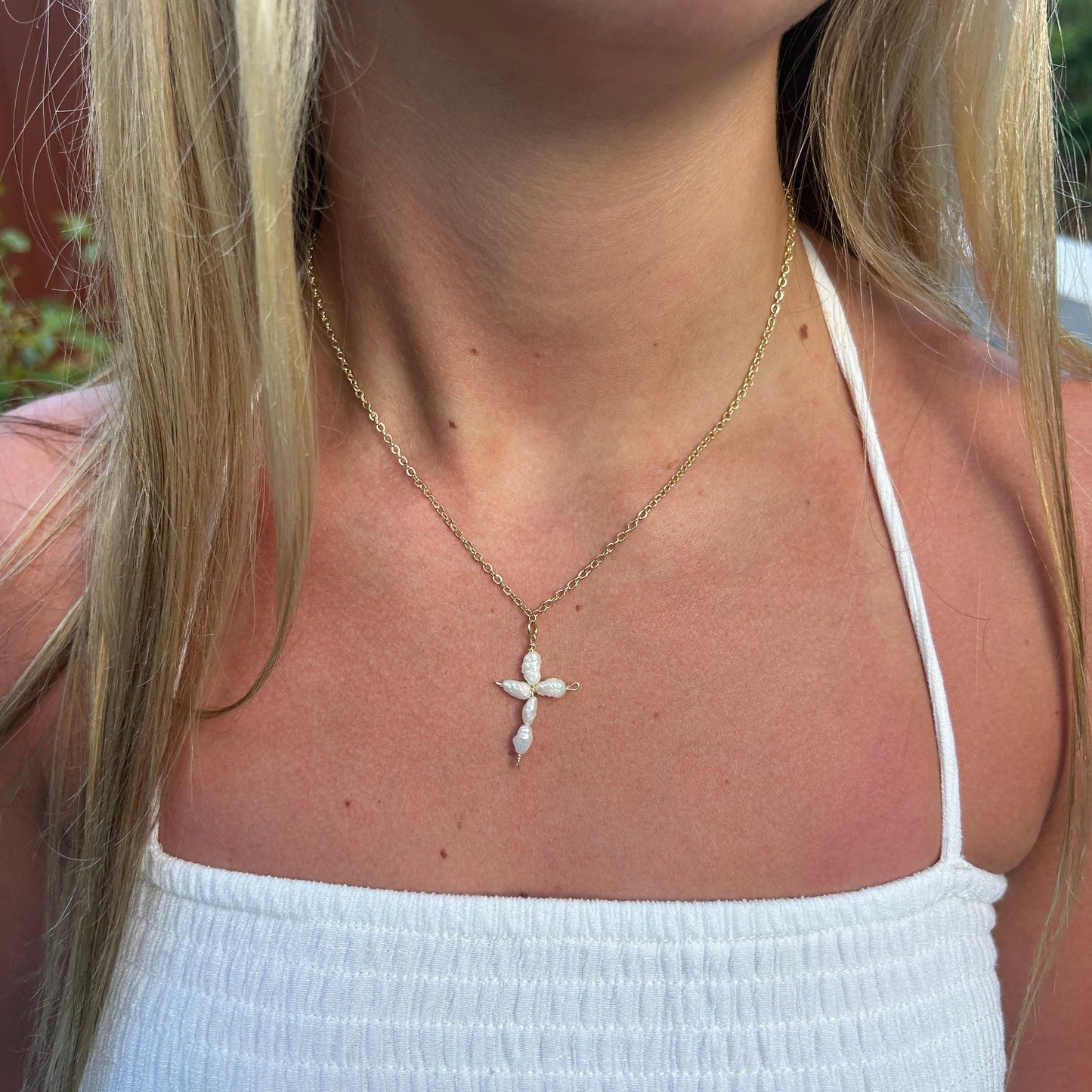 White Cross Necklace