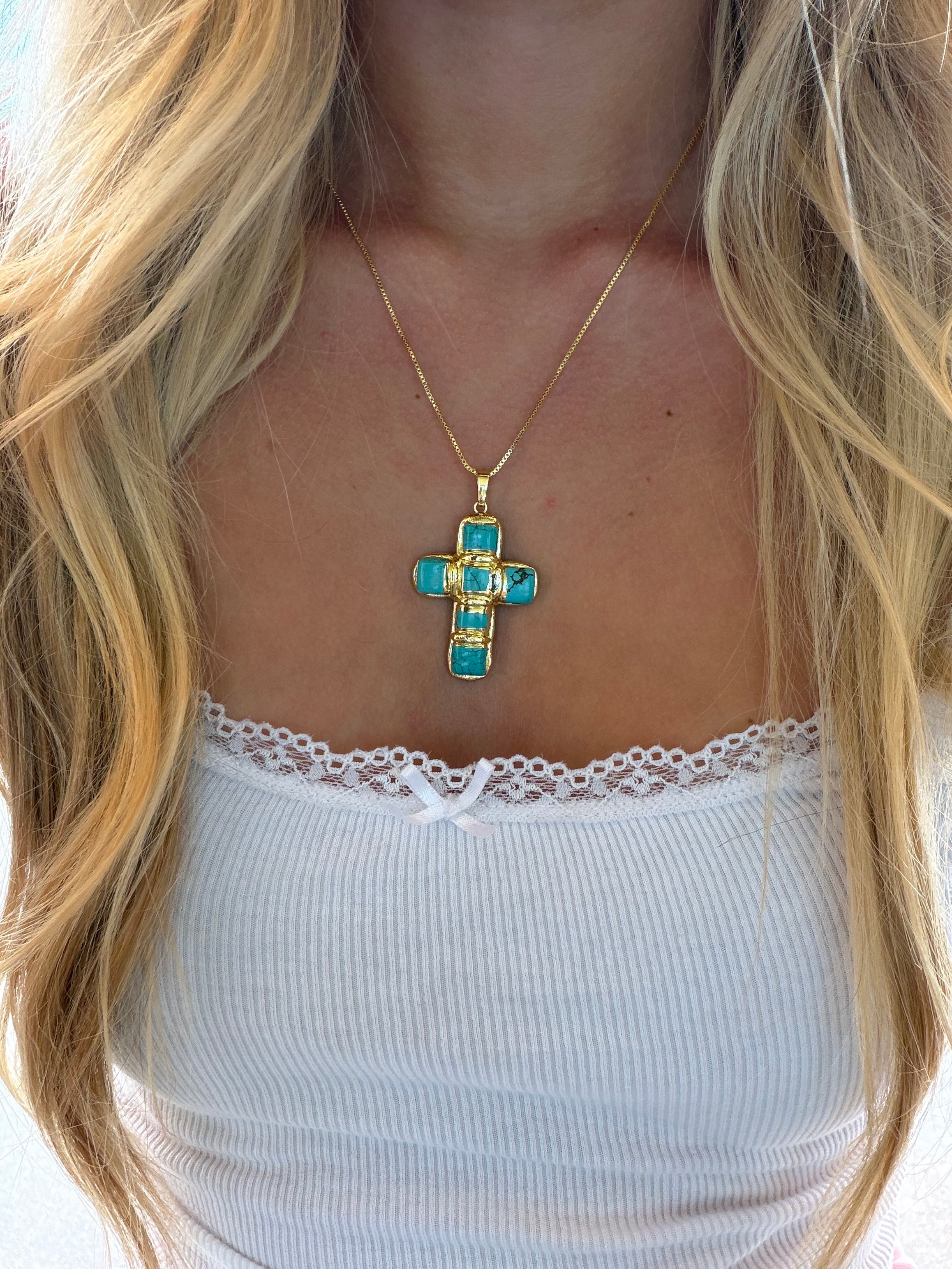 Turquoise Cross Necklace
