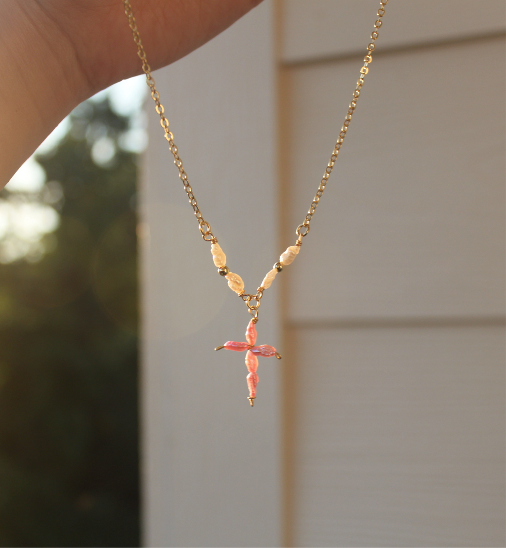 Pink Cross Necklace