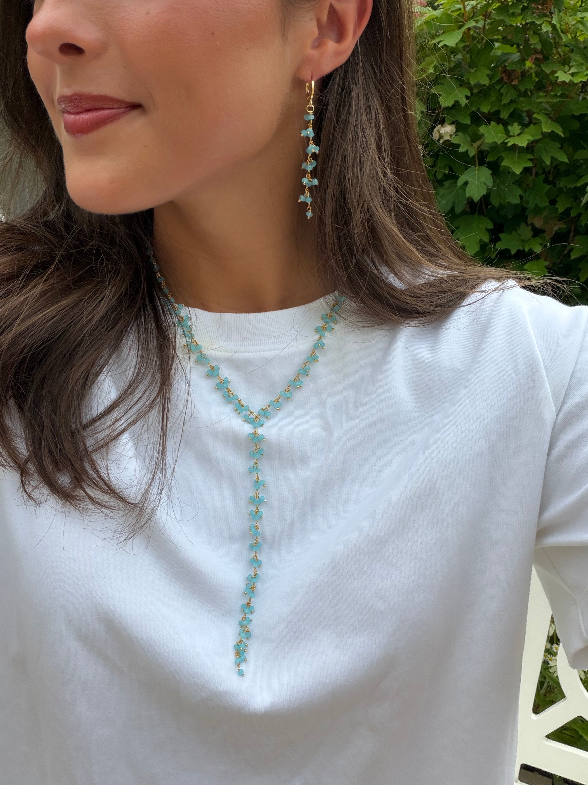 Blue Cluster Drop Necklace