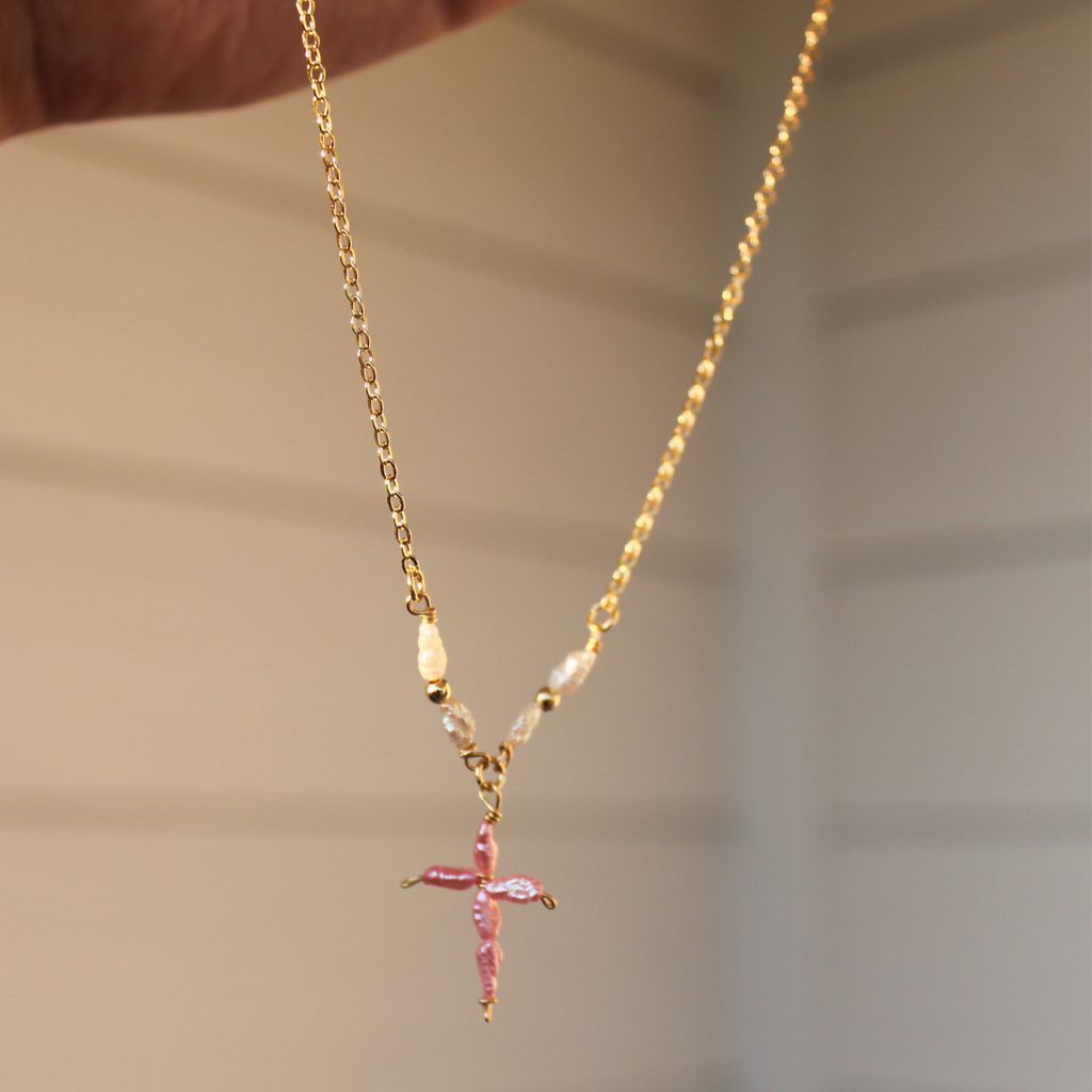 Pink Cross Necklace