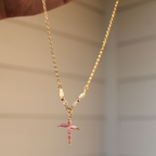 Pink Cross Necklace