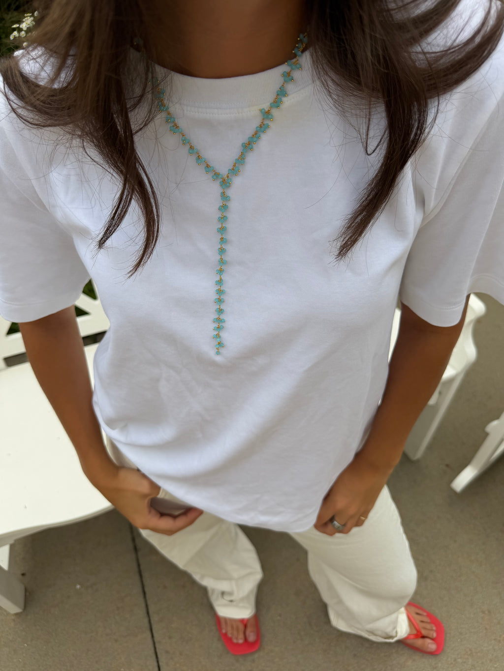 Blue Cluster Drop Necklace