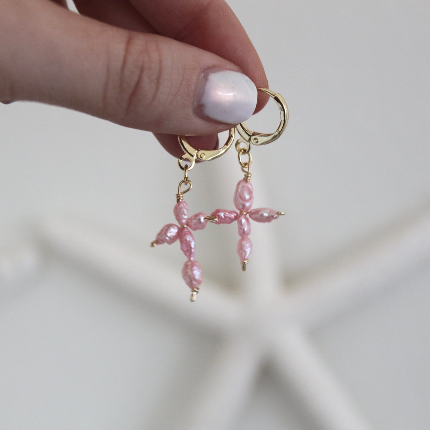 Pink Cross Earrings