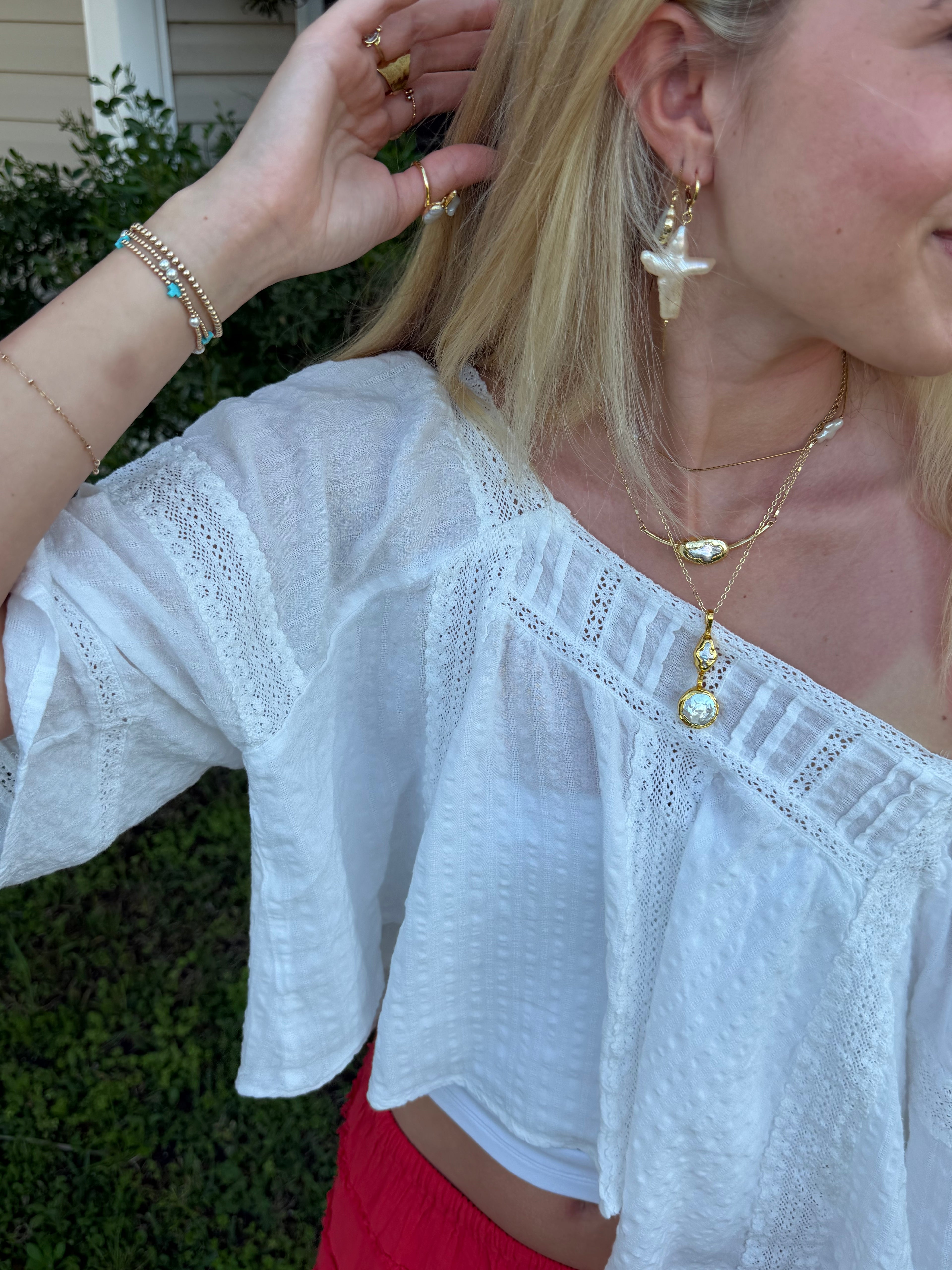 Pearl Cross Earrings