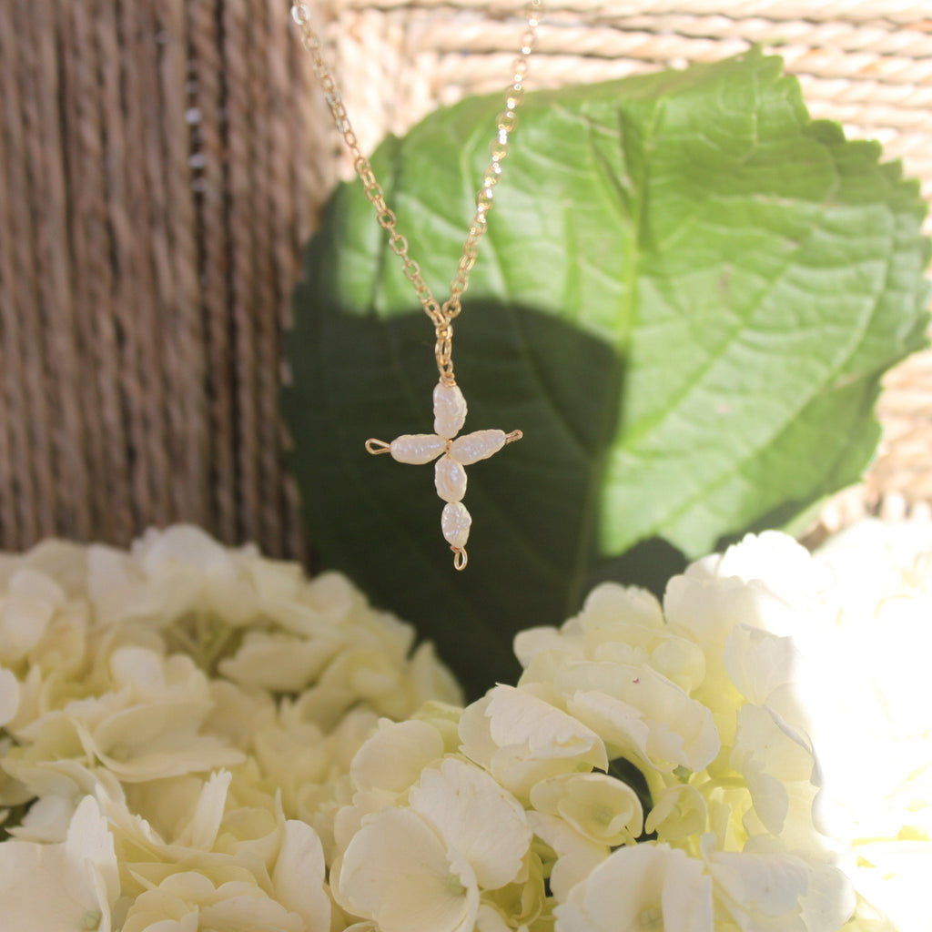 White Cross Necklace