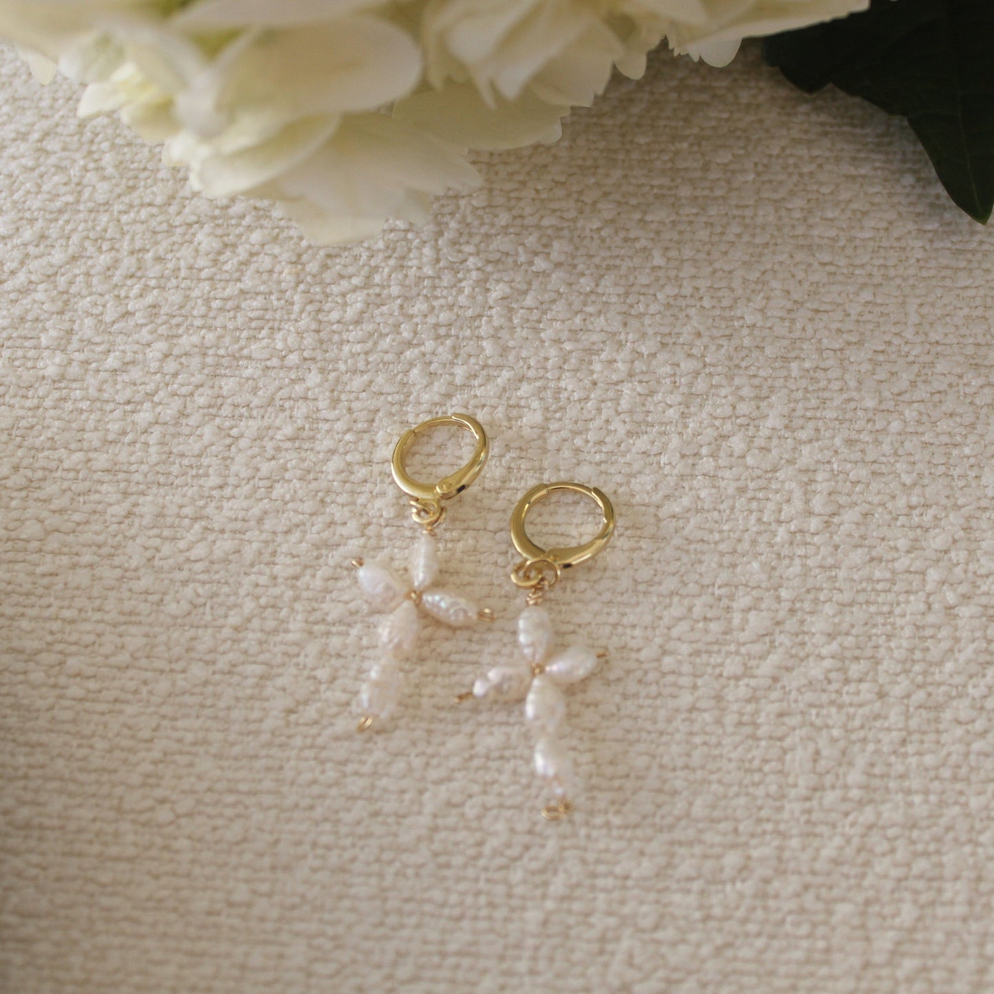 White Cross Earrings