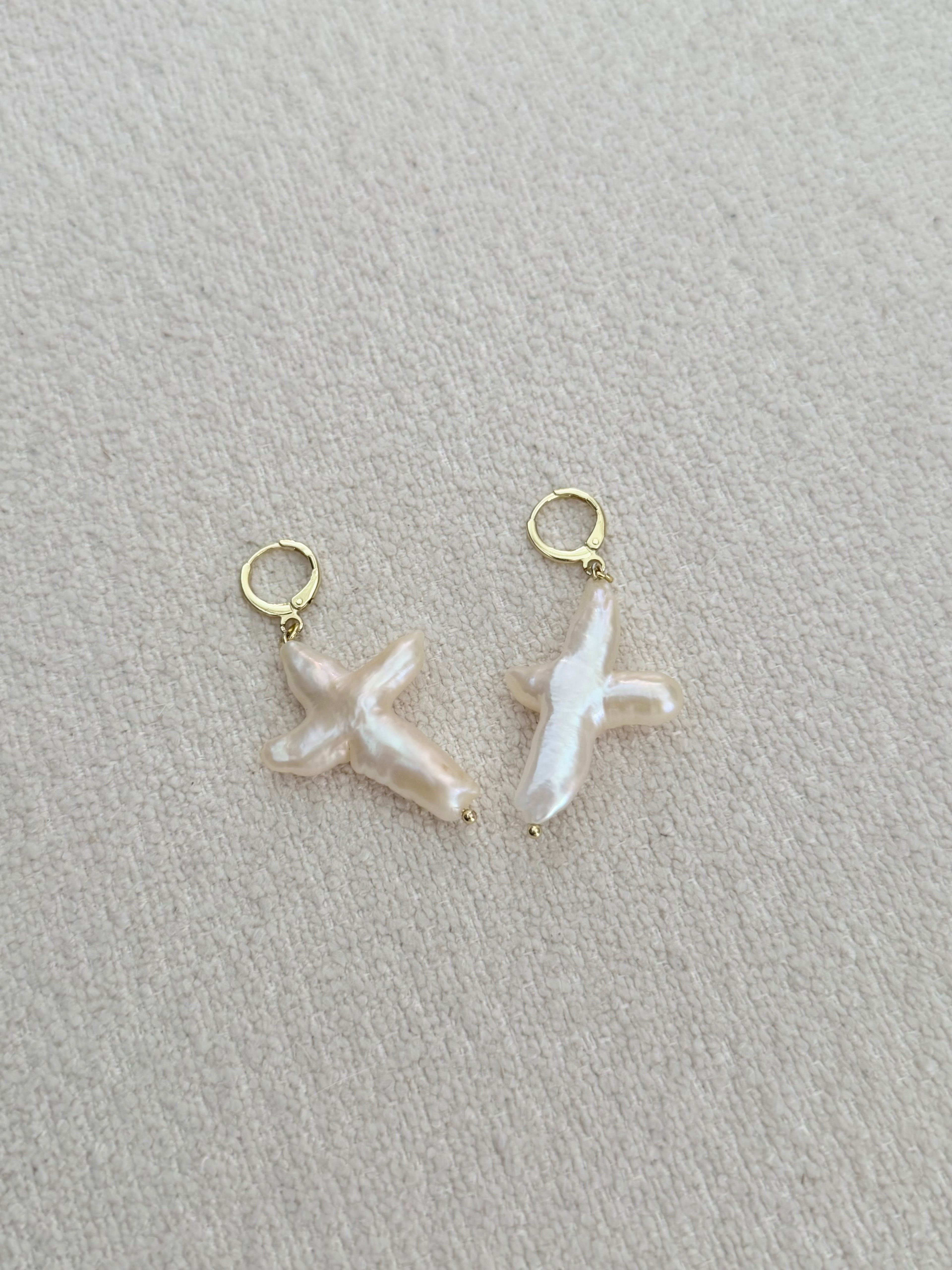 Pearl Cross Earrings