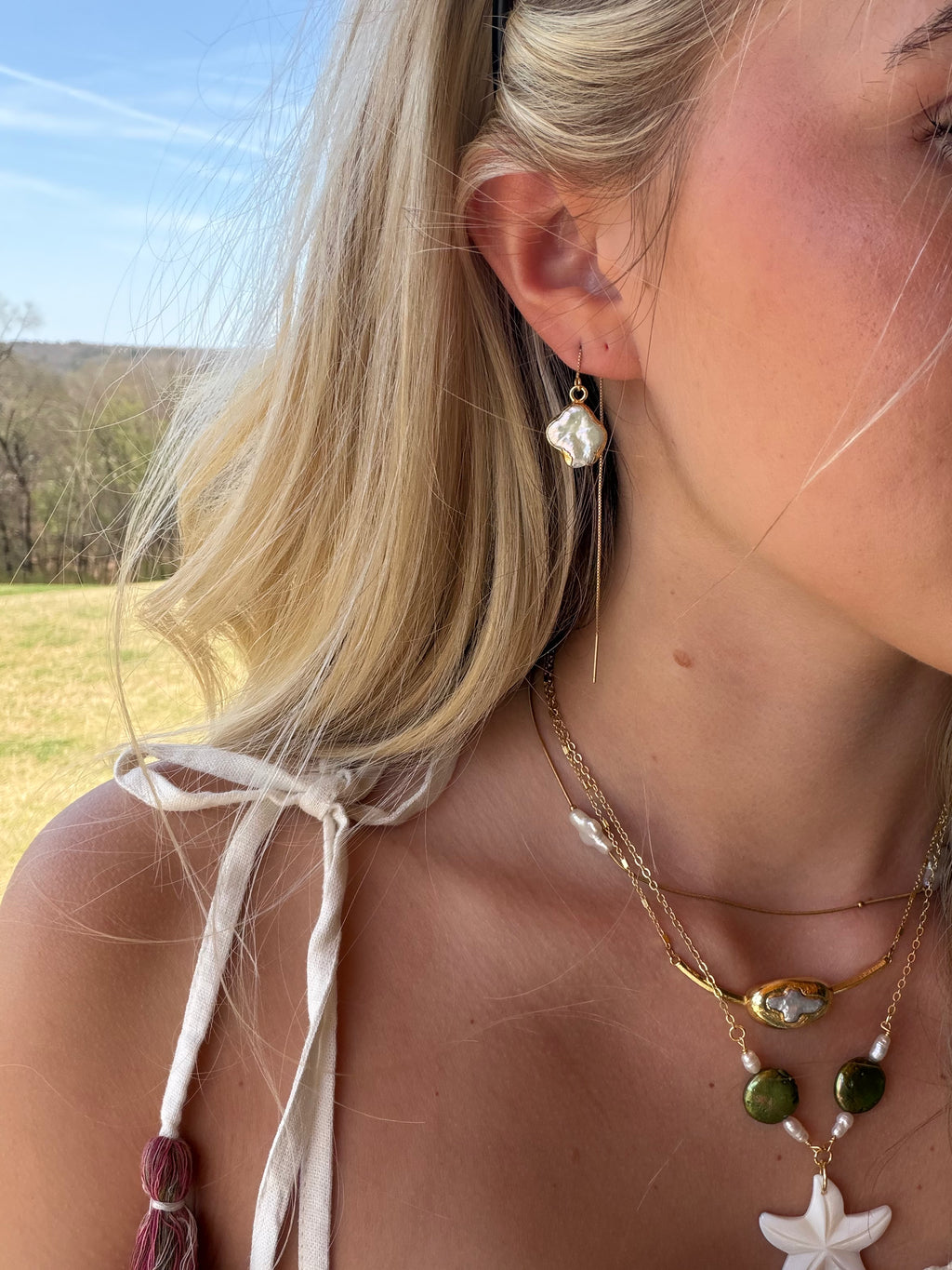 Pearl Thread Earrings