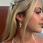 White Cross Earrings