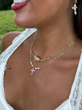 Pink Cross Necklace
